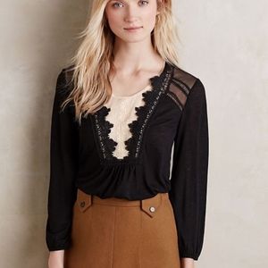 Anthropologie | Black Meadow Rue Darcy Lace Blouse